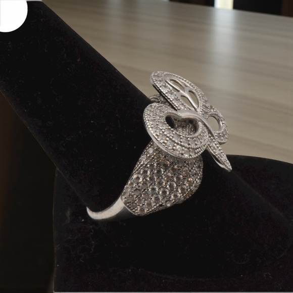 Vintage Sterling Silver Cubic Zirconia size 7 estate VTG weight 11.89G - Picture 7 of 11